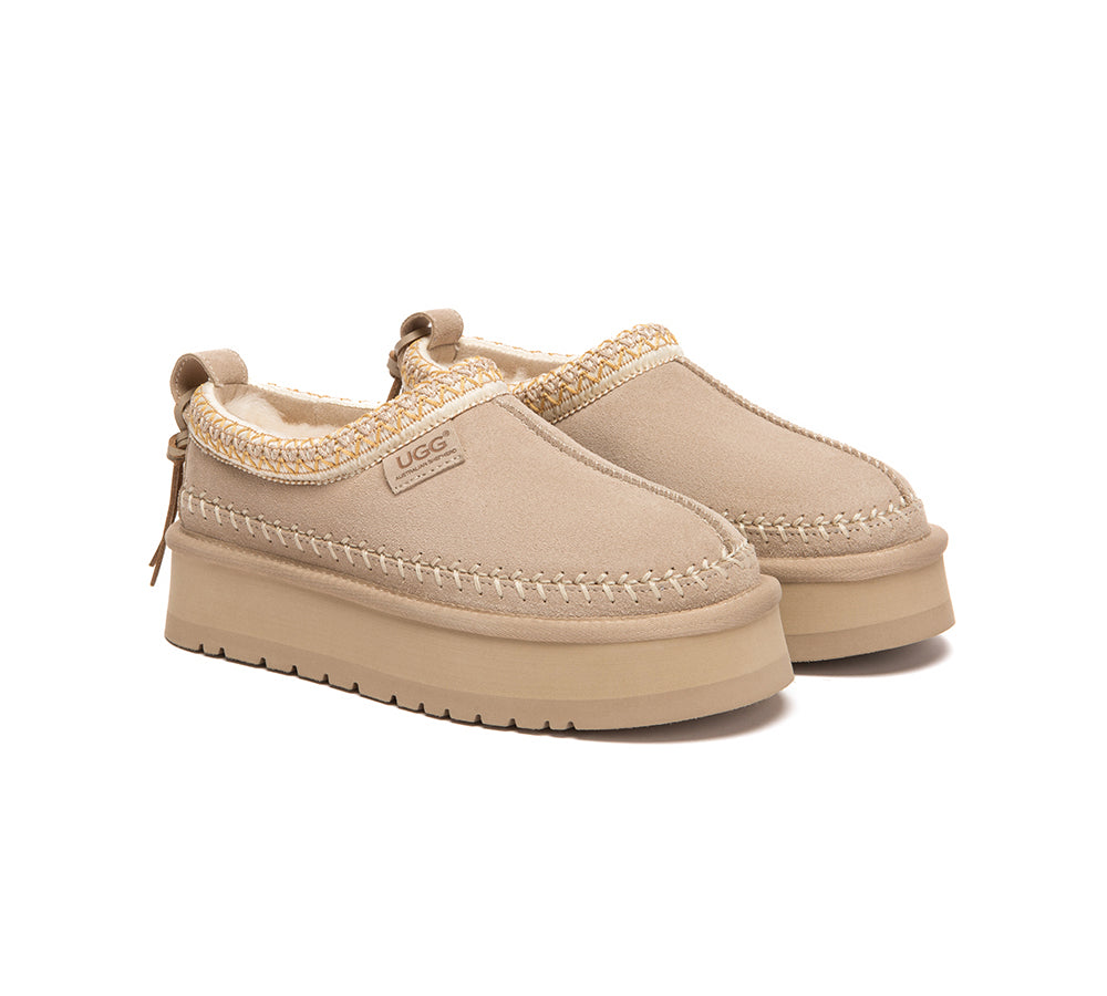 UGG Slippers Suede Wool Lined Platform Clogs Canlia
