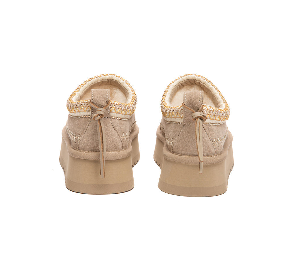 UGG Slippers Suede Wool Lined Platform Clogs Canlia