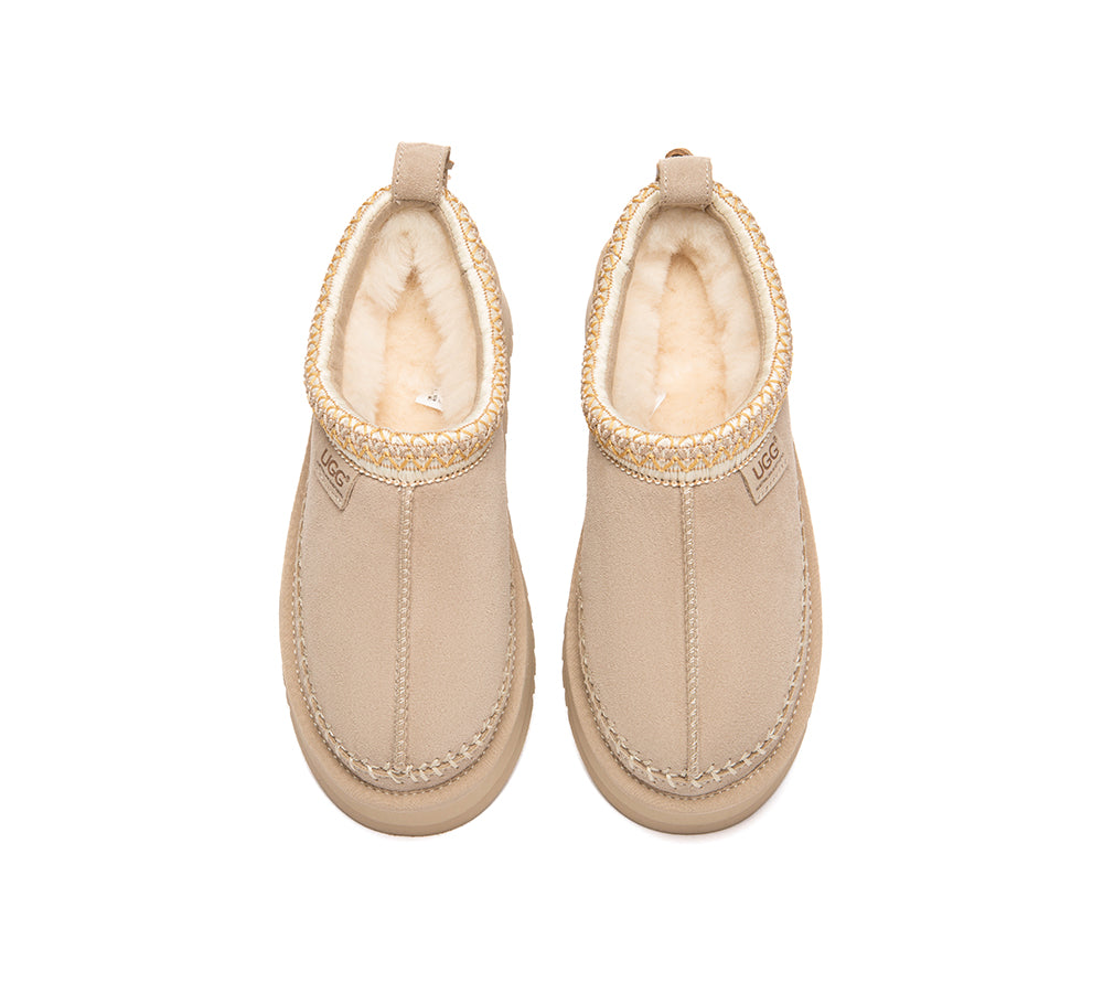 UGG Slippers Suede Wool Lined Platform Clogs Canlia