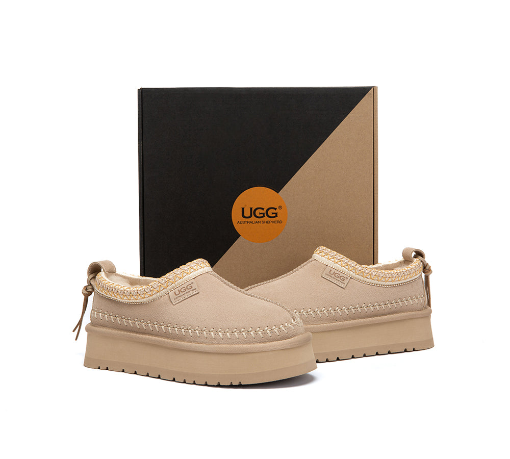 UGG Slippers Suede Wool Lined Platform Clogs Canlia