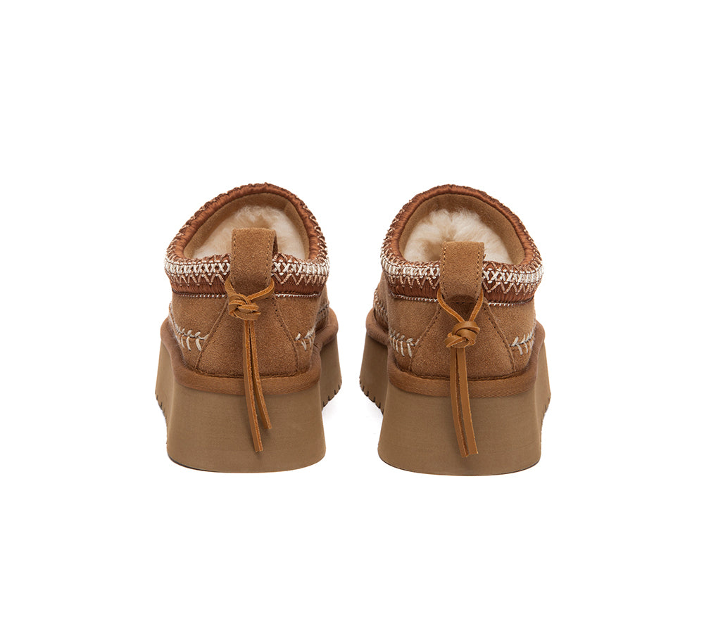UGG Slippers Suede Wool Lined Platform Clogs Canlia
