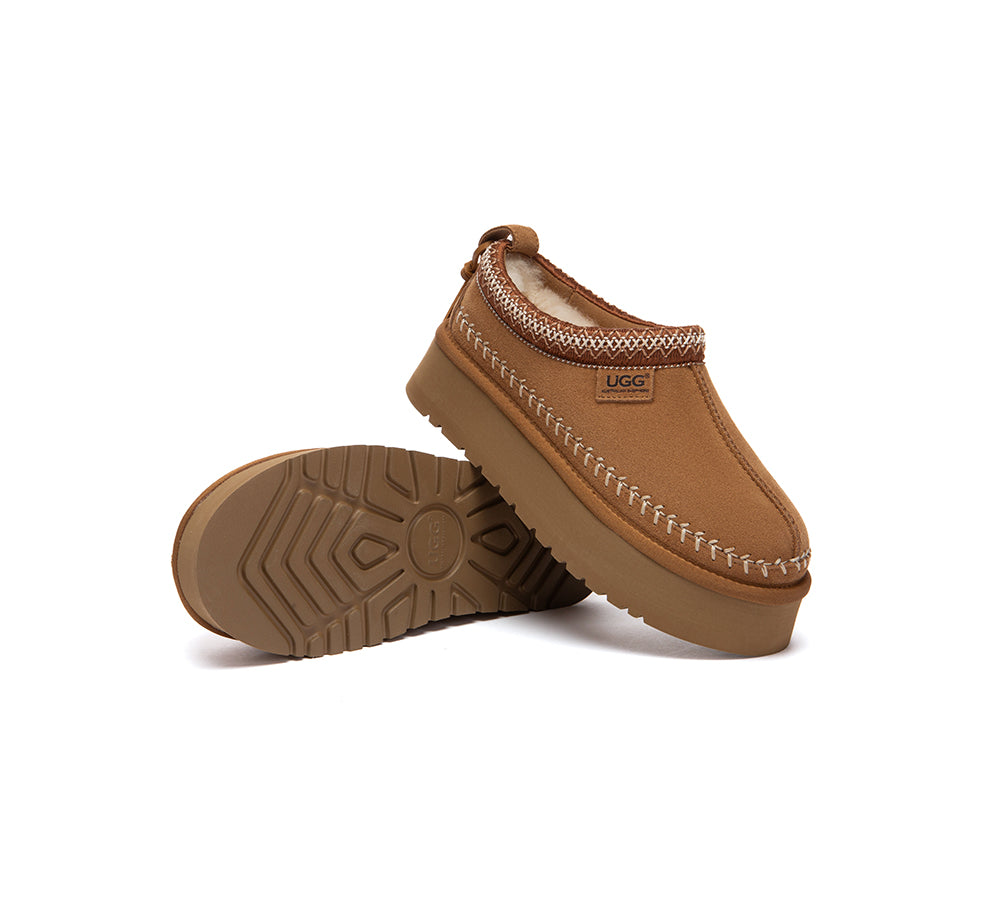 UGG Slippers Suede Wool Lined Platform Clogs Canlia