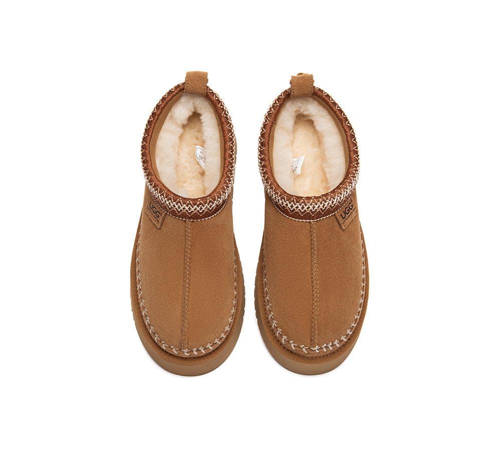UGG Slippers Suede Wool Lined Platform Clogs Canlia