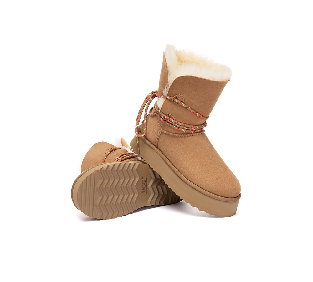 UGG Boots Women Sheepskin Wool Platform Carmont