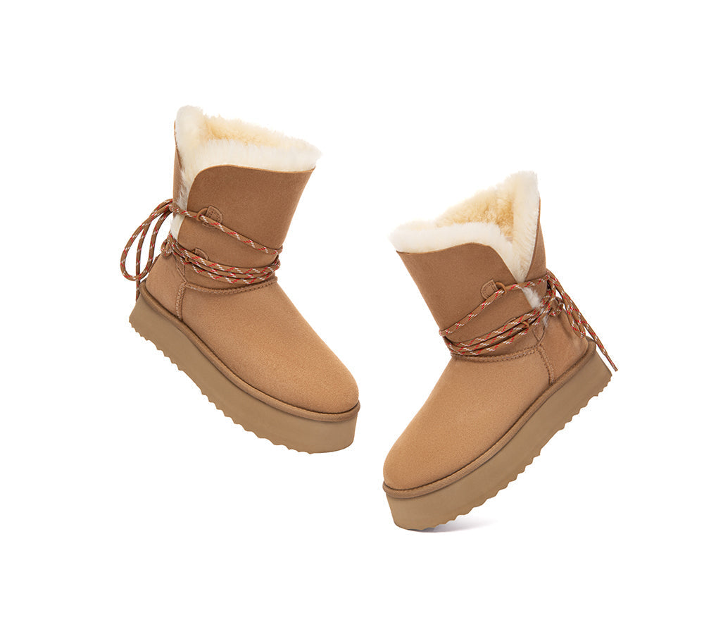 UGG Boots Women Sheepskin Wool Platform Carmont