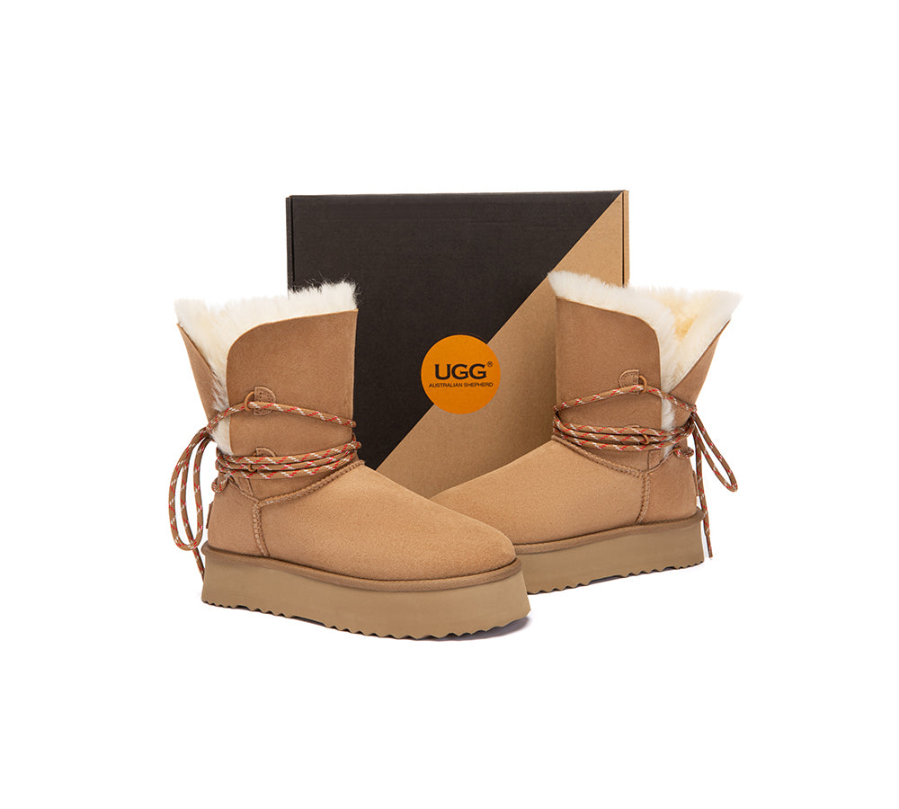 UGG Boots Women Sheepskin Wool Platform Carmont