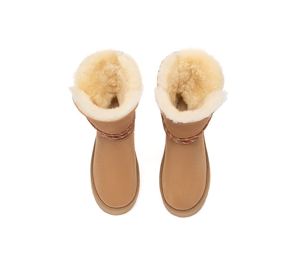 UGG Boots Women Sheepskin Wool Platform Carmont
