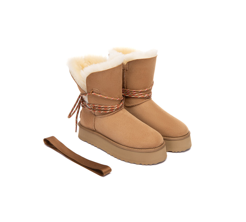 UGG Boots Women Sheepskin Wool Platform Carmont