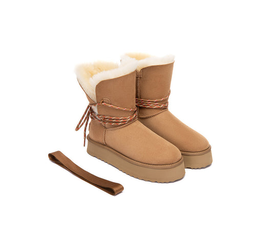 UGG Boots Women Sheepskin Wool Platform Carmont