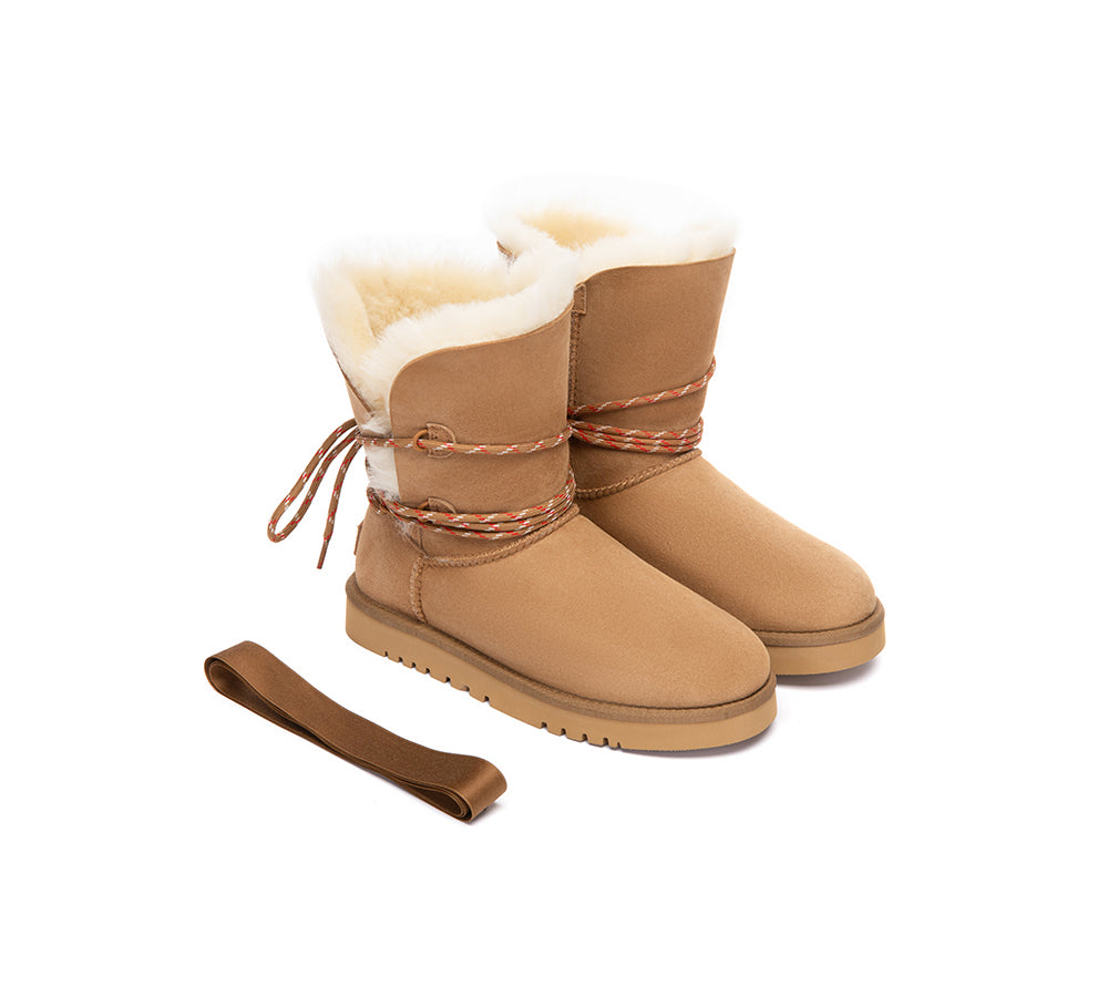 UGG Boots Women Sheepskin Wool Laced Carmont
