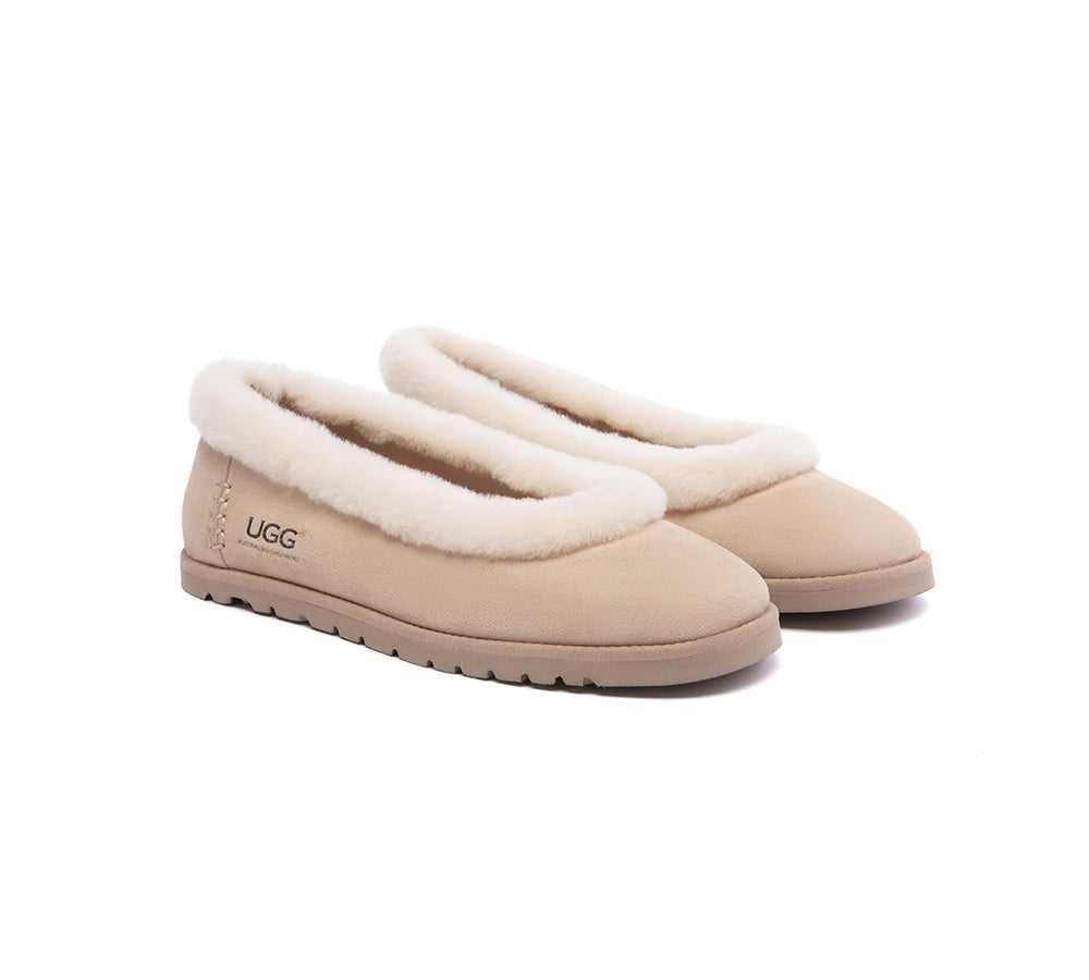 UGG Slippers Women Sheepskin Wool Trim Milea