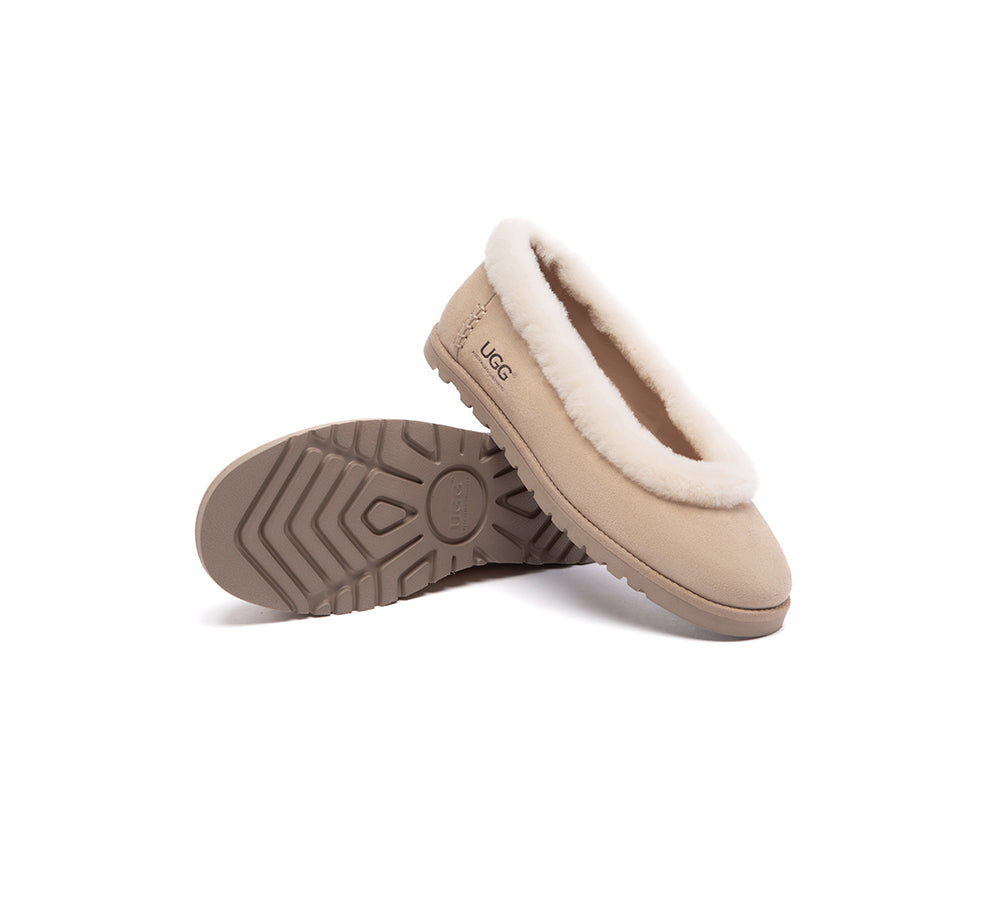 UGG Slippers Women Sheepskin Wool Trim Milea