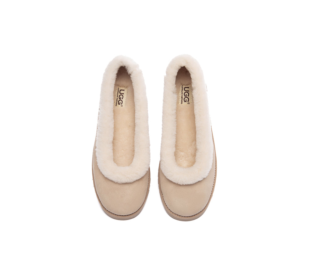UGG Slippers Women Sheepskin Wool Trim Milea