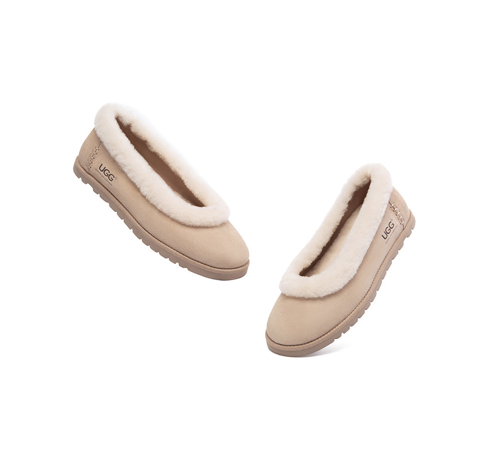 UGG Slippers Women Sheepskin Wool Trim Milea
