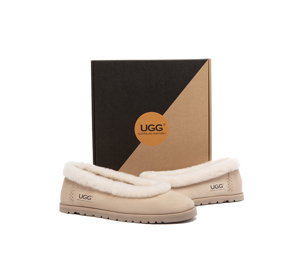 UGG Slippers Women Sheepskin Wool Trim Milea