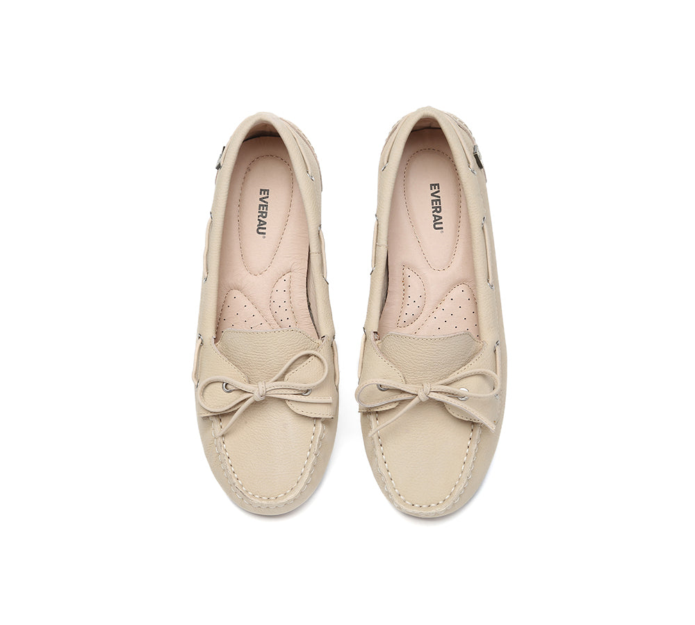 Women Leather Bow Casual Loafers Summer Moccasins Monty