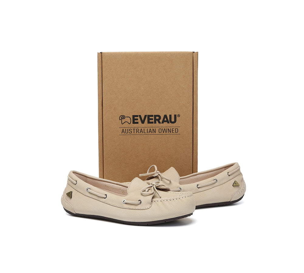 Women Leather Bow Casual Loafers Summer Moccasins Monty