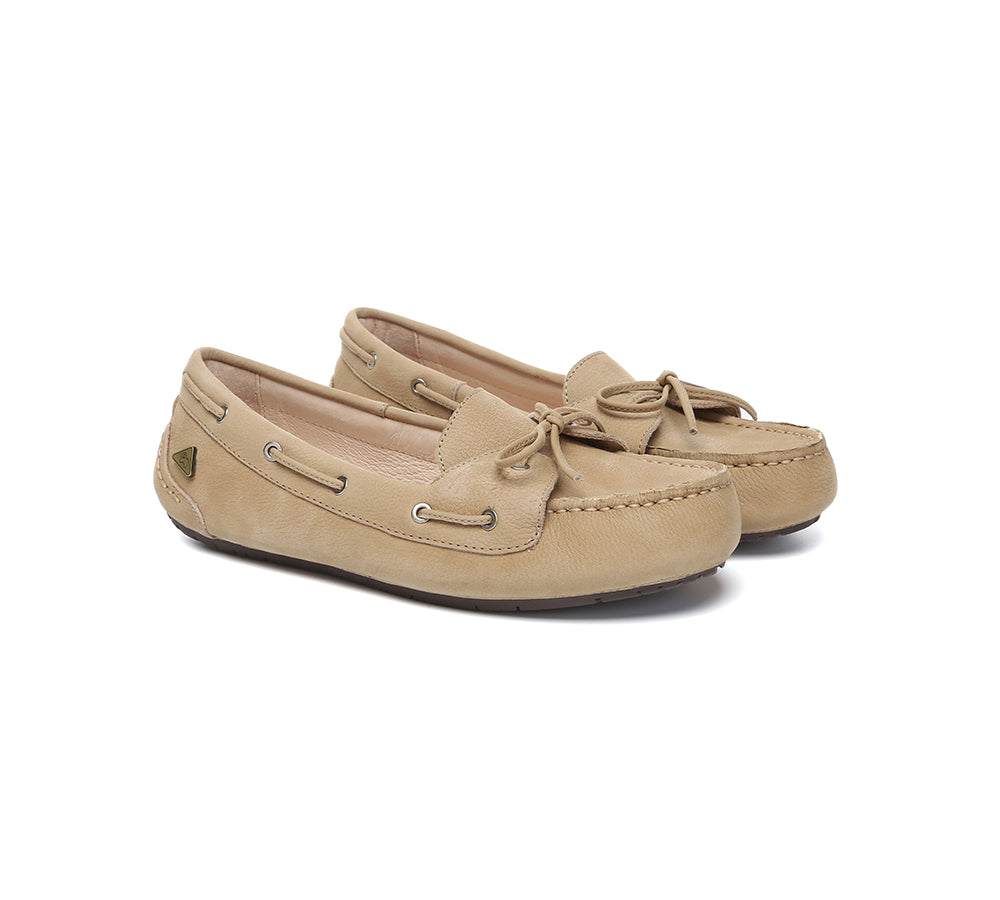 Women Leather Bow Casual Loafers Summer Moccasins Monty