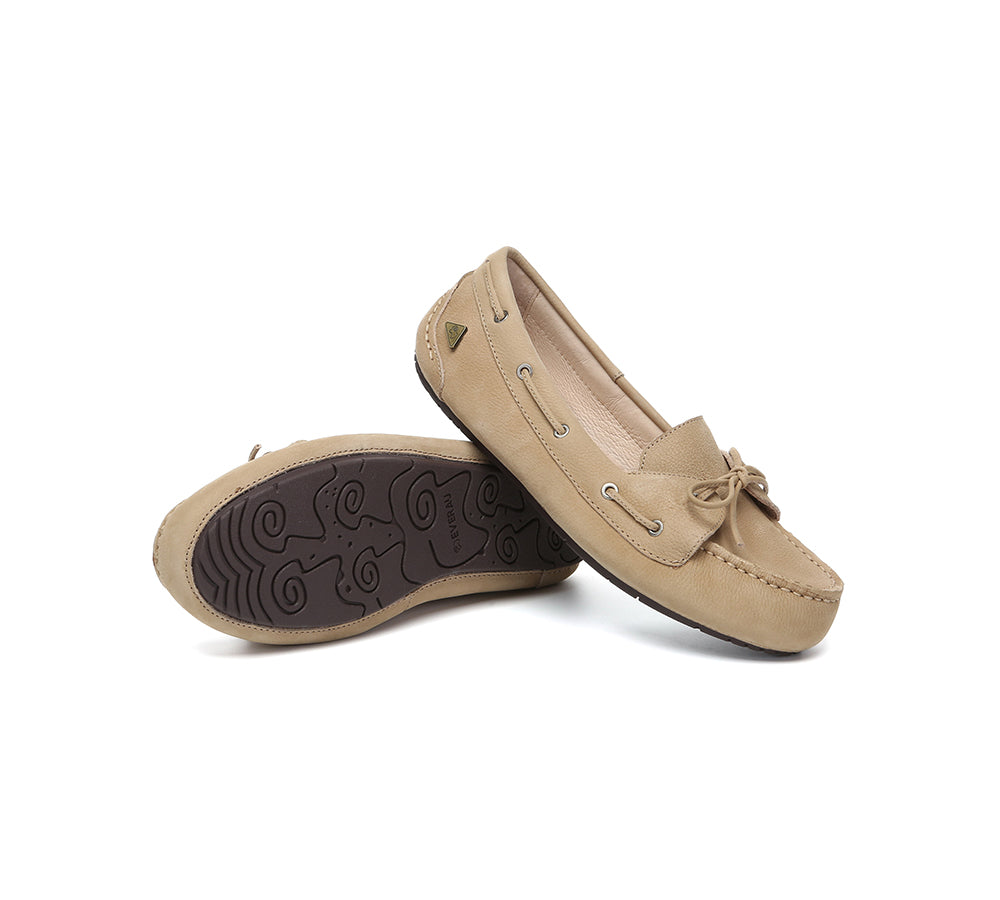 Women Leather Bow Casual Loafers Summer Moccasins Monty