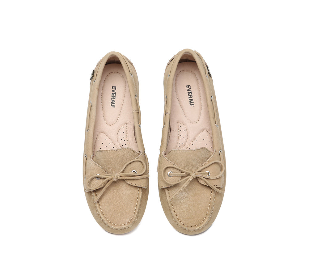 Women Leather Bow Casual Loafers Summer Moccasins Monty