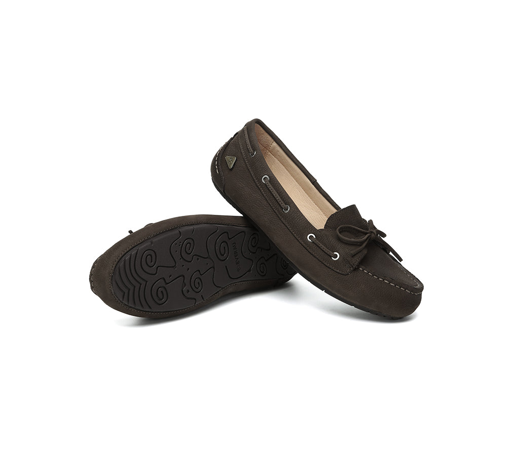 Women Leather Bow Casual Loafers Summer Moccasins Monty