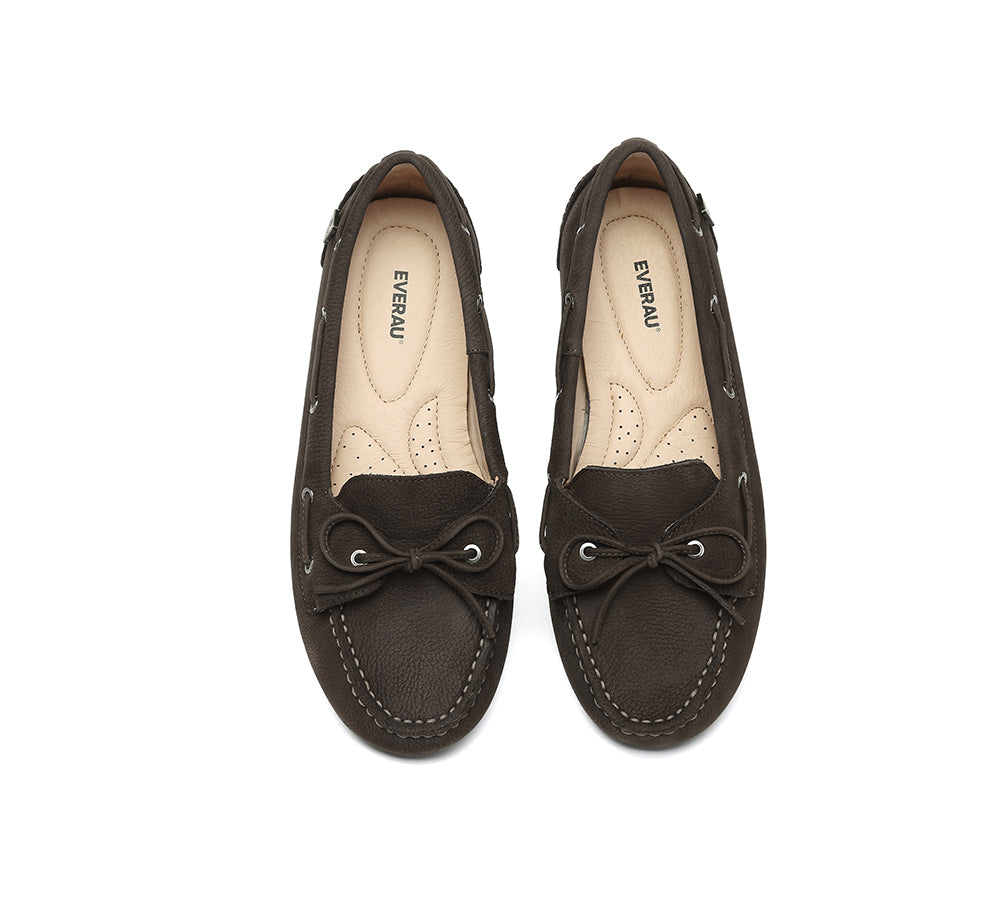 Women Leather Bow Casual Loafers Summer Moccasins Monty