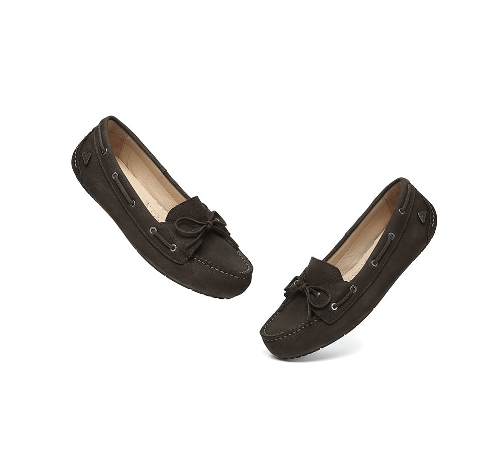 Women Leather Bow Casual Loafers Summer Moccasins Monty