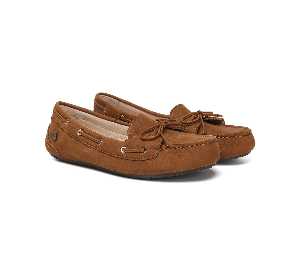 Women Leather Bow Casual Loafers Summer Moccasins Monty