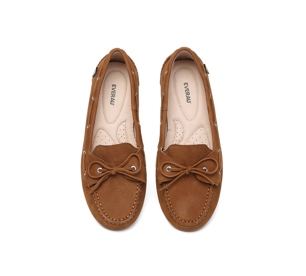 Women Leather Bow Casual Loafers Summer Moccasins Monty