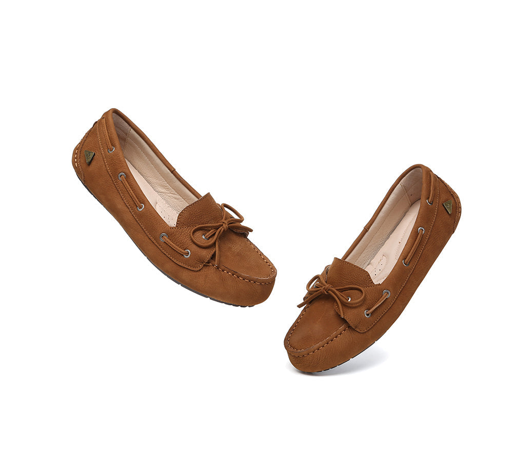 Women Leather Bow Casual Loafers Summer Moccasins Monty