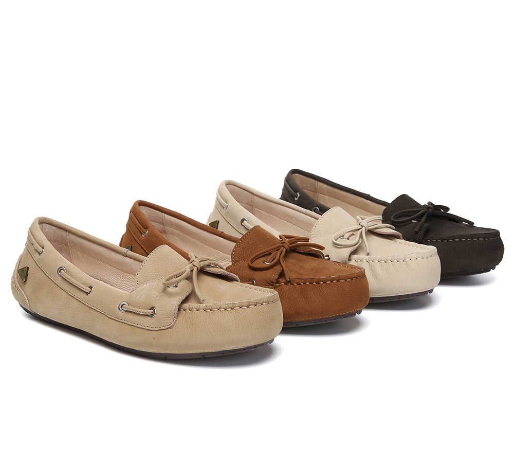 Women Leather Bow Casual Loafers Summer Moccasins Monty