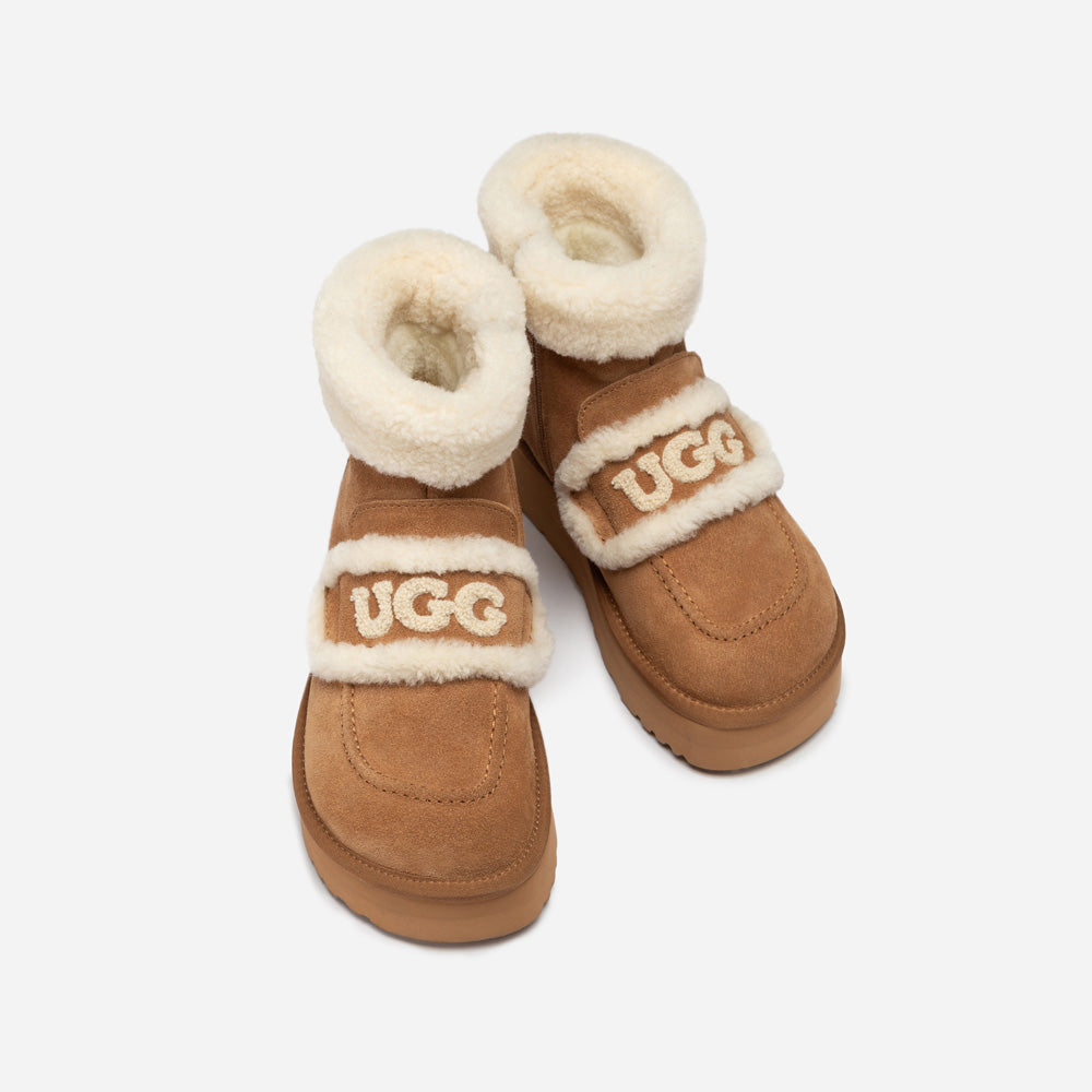 Ugg Violet Shearling Zip Platform Boot