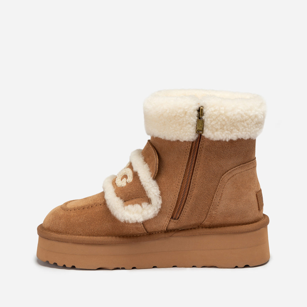 Ugg Violet Shearling Zip Platform Boot