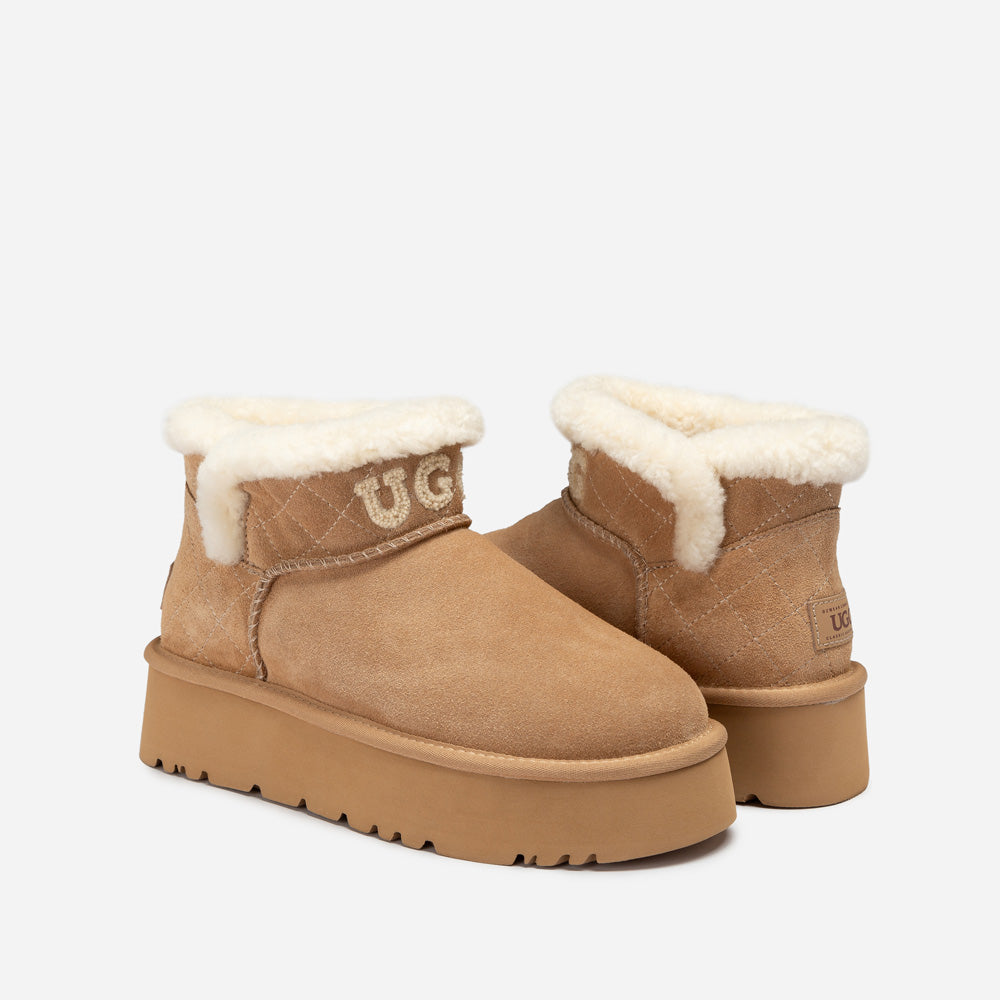 Ugg Bondi Matelassé Platform Shearling Ultra Mini Boots