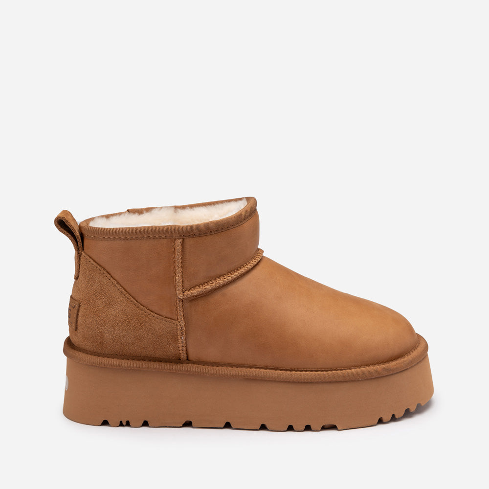 Ugg Classic Platform Ultra Mini Boot (Oiled Leather) (4.5cm)
