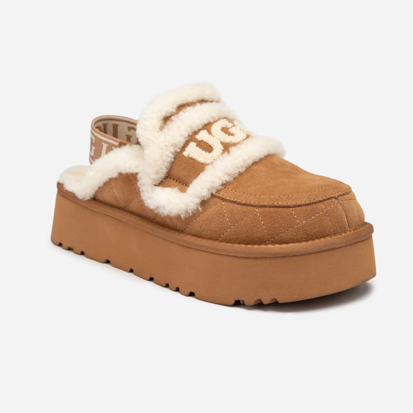 Ugg VIOLET PLATFORM MATELASSÉ SHEARLING SLIPPER (DETACHABLE STRAP)