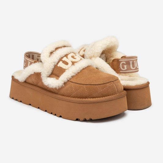 Ugg VIOLET PLATFORM MATELASSÉ SHEARLING SLIPPER (DETACHABLE STRAP)