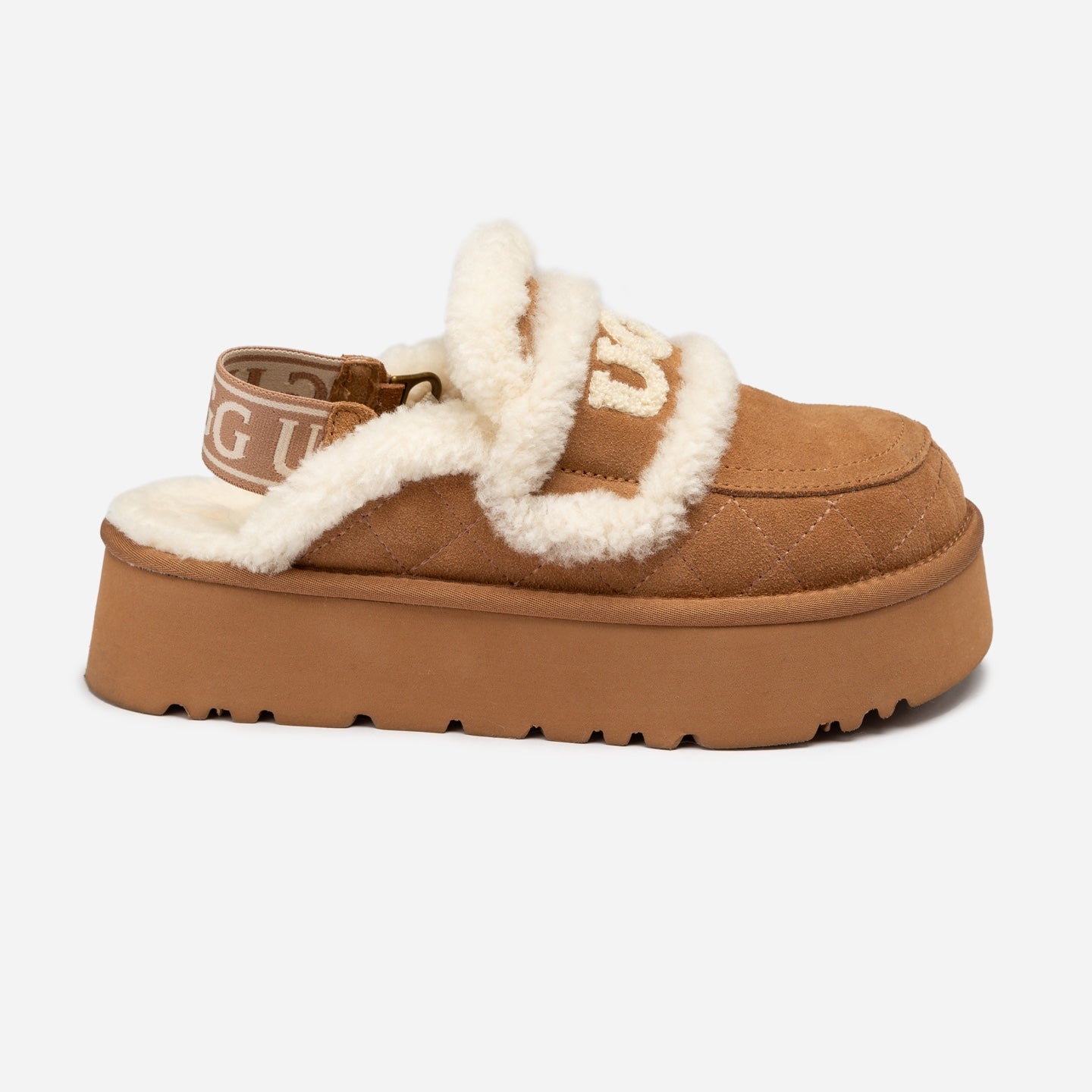 Ugg VIOLET PLATFORM MATELASSÉ SHEARLING SLIPPER (DETACHABLE STRAP)