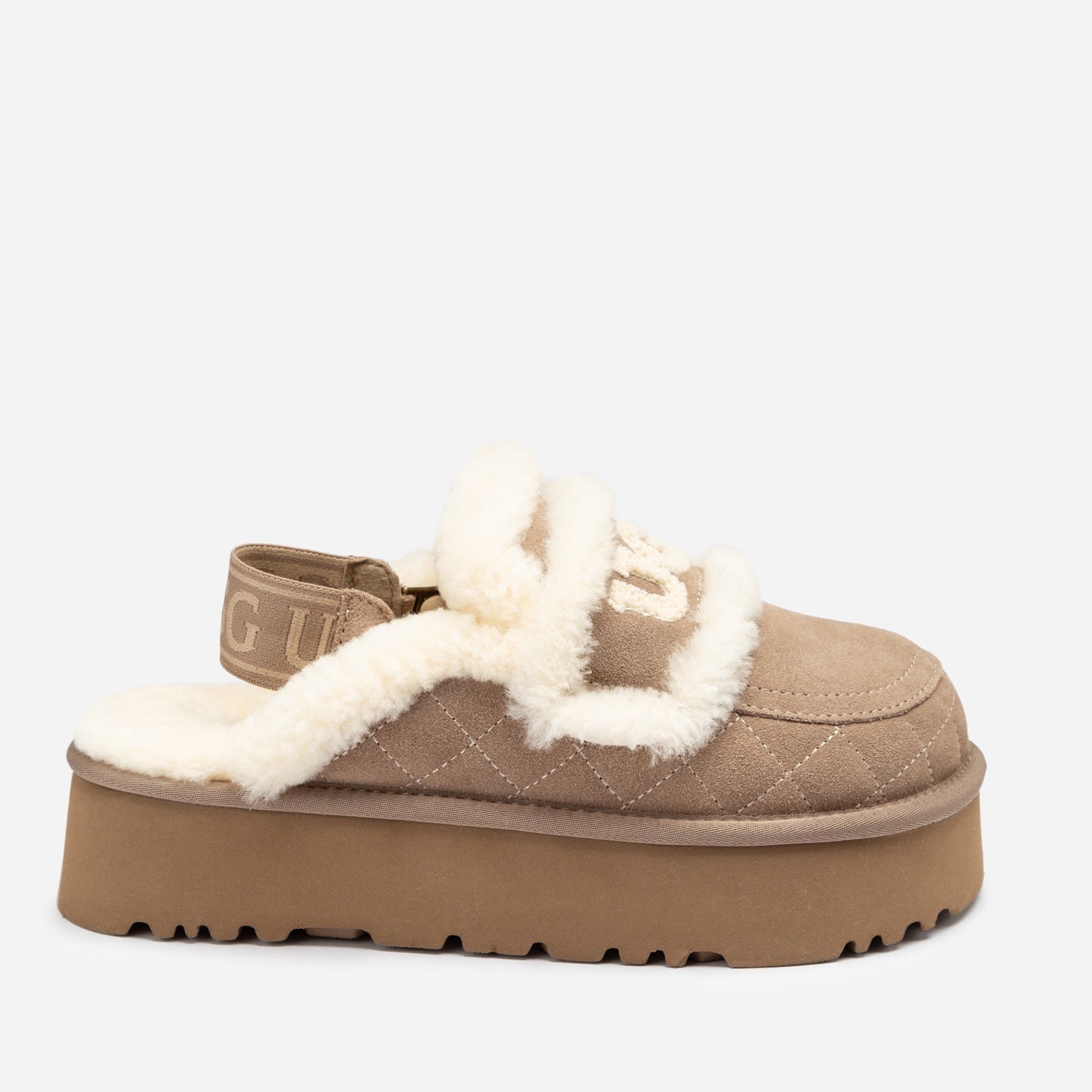 Ugg VIOLET PLATFORM MATELASSÉ SHEARLING SLIPPER (DETACHABLE STRAP)