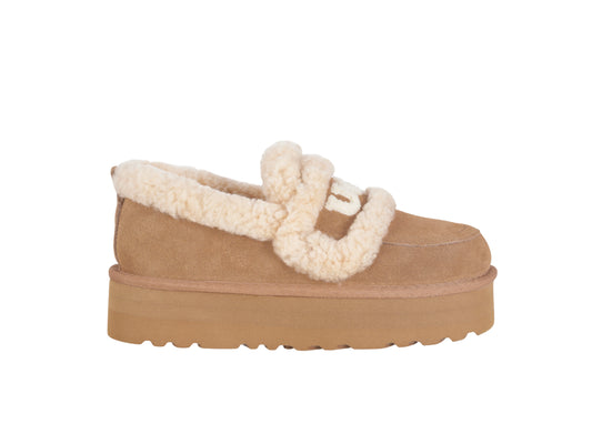 OZLANA Logo Shearling Platform Loafer