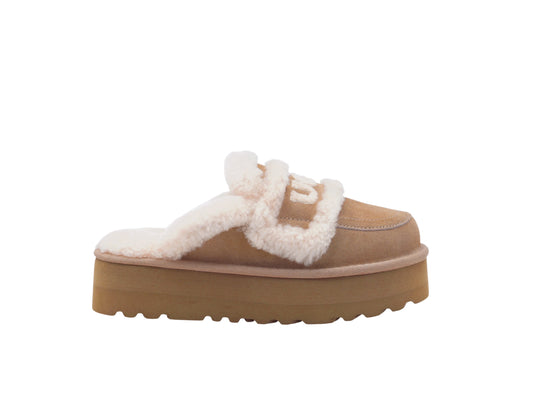 OZLANA Logo Shearling Platform Slipper (Detachable Feature)