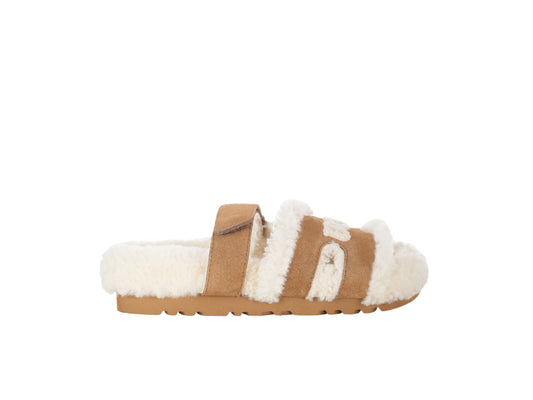OZLANA Estela Logo Shearling Open Slipper