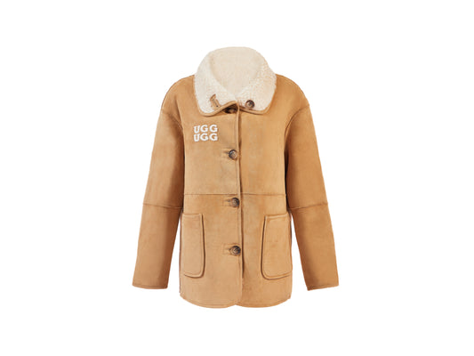 OZLANA Double Logo Reversible Shearling Coat