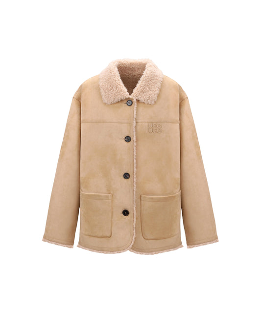 OZLANA Classic Button Reversible Shearling Coat