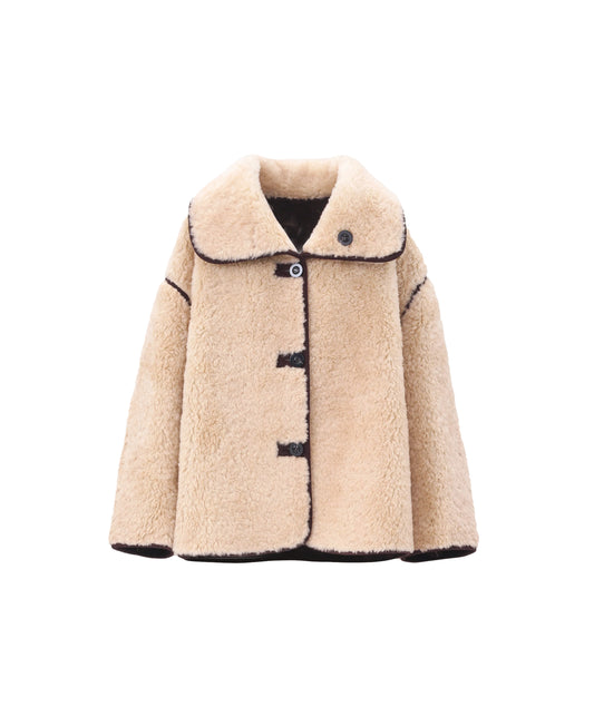 OZLANA Oversized Toggle Reversible Shearling Coat