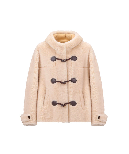 OZLANA Hooded Duffle Reversible Shearling Coat