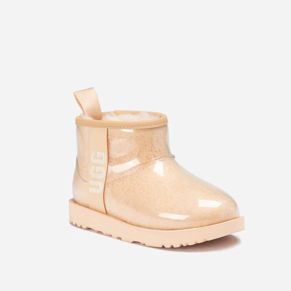 Ugg Classic Kids Clear Mini Boots (Waterproof) (Glow In Dark Logo) - ALMOND