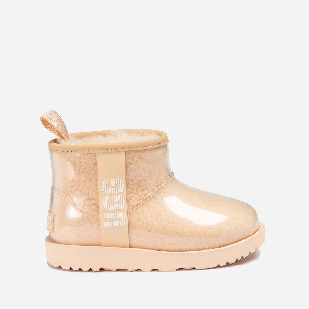 Ugg Classic Kids Clear Mini Boots (Waterproof) (Glow In Dark Logo) - ALMOND