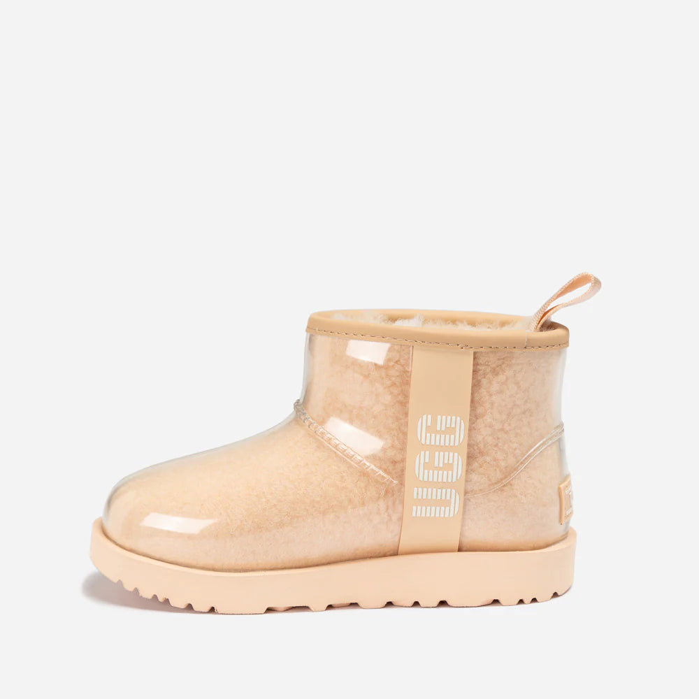 Ugg Classic Kids Clear Mini Boots (Waterproof) (Glow In Dark Logo) - ALMOND