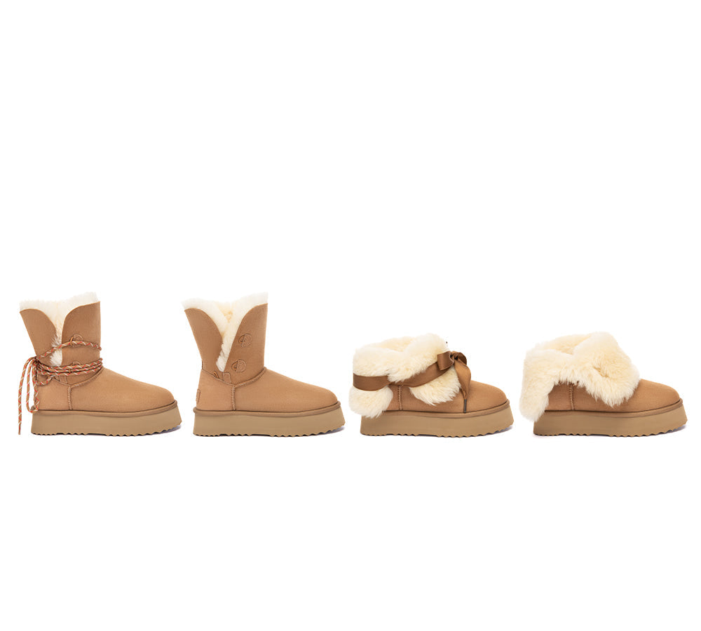 UGG Boots Women Sheepskin Wool Platform Carmont